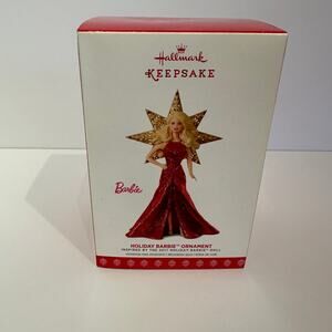 Holiday Barbie Ornament 2017 Hallmark Keepsake Collectible Christmas Tree Red